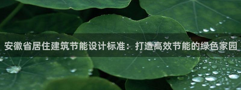 E尊国际：安徽省居住建筑节能设计标准：打造高效节能的绿色家园
